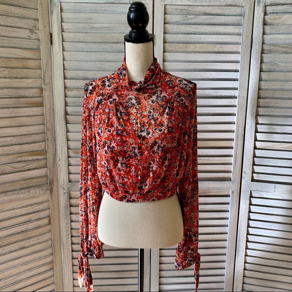 Free People All Dolled Up Poppy Combo Blouse SizeM